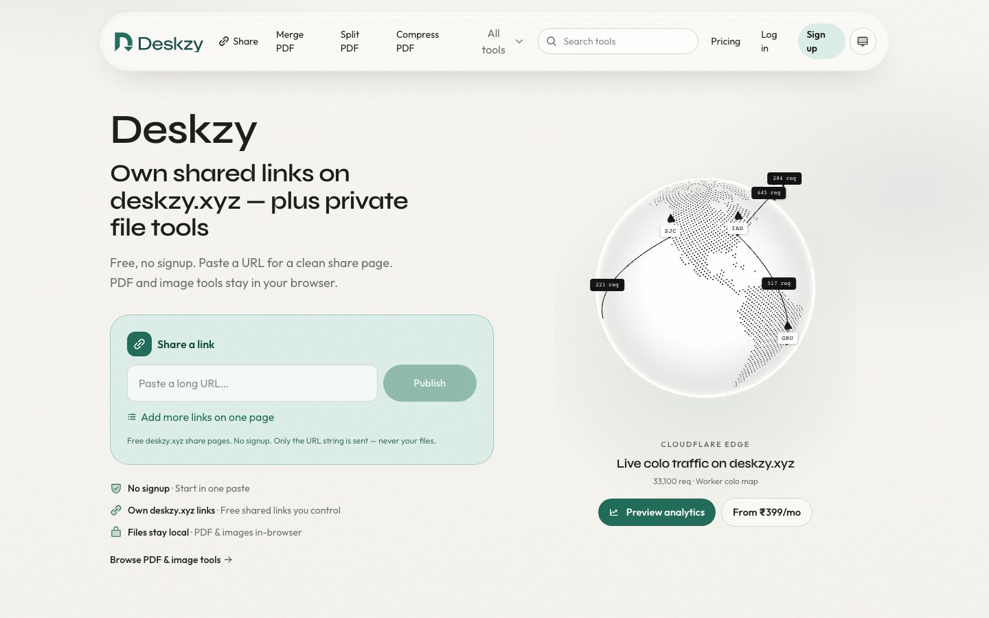 Deskzy, AI product case study website preview